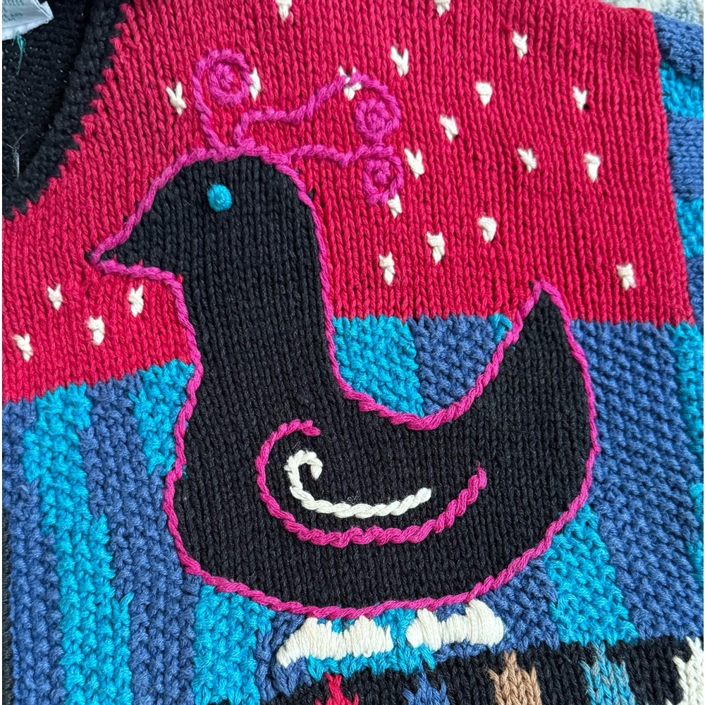 Colorful Animal Motif Button-Front Cardigan Sweater - Multicolor - Picture 8 of 9
